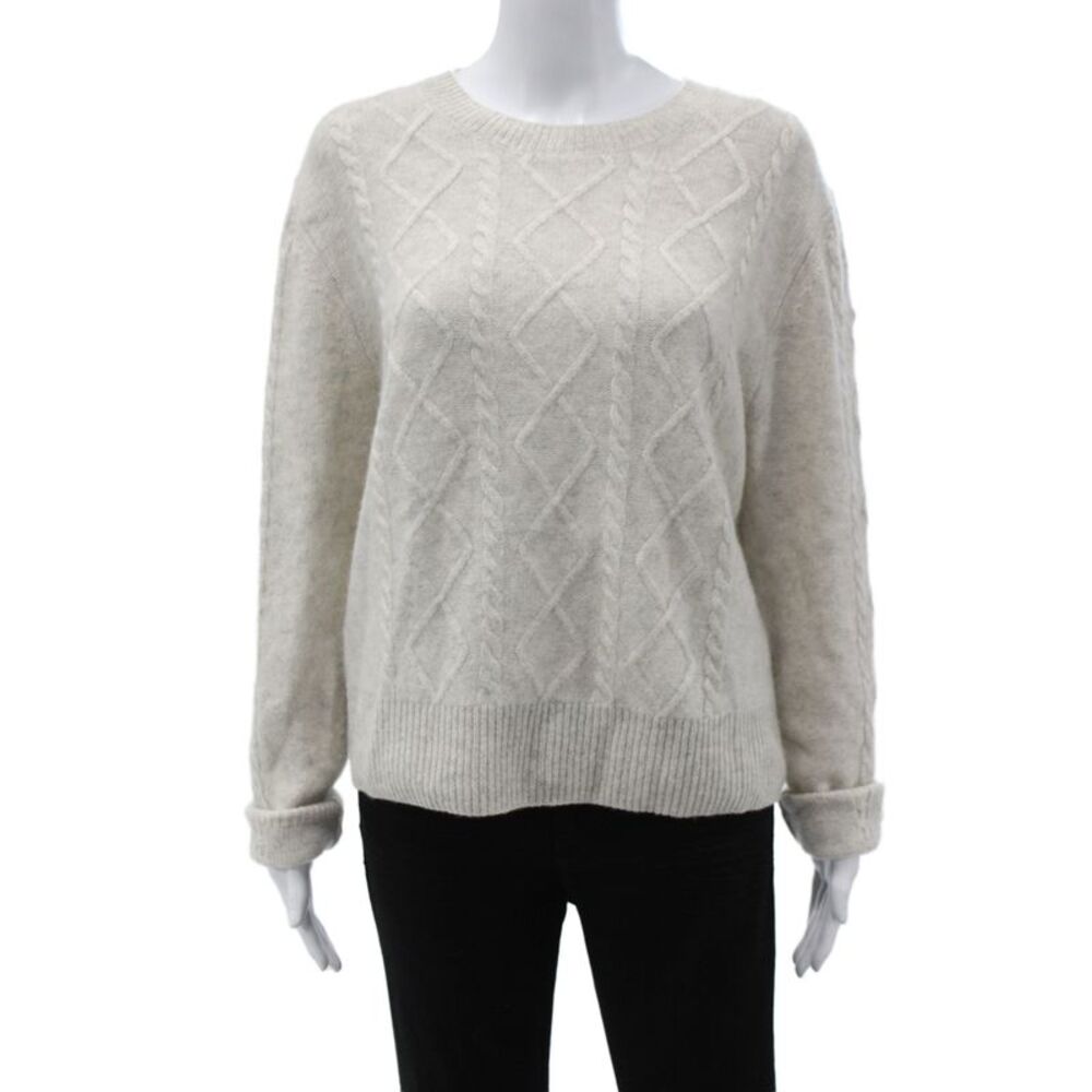 27 Miles Womens Beige Cashmere Argyle Pullover Size L